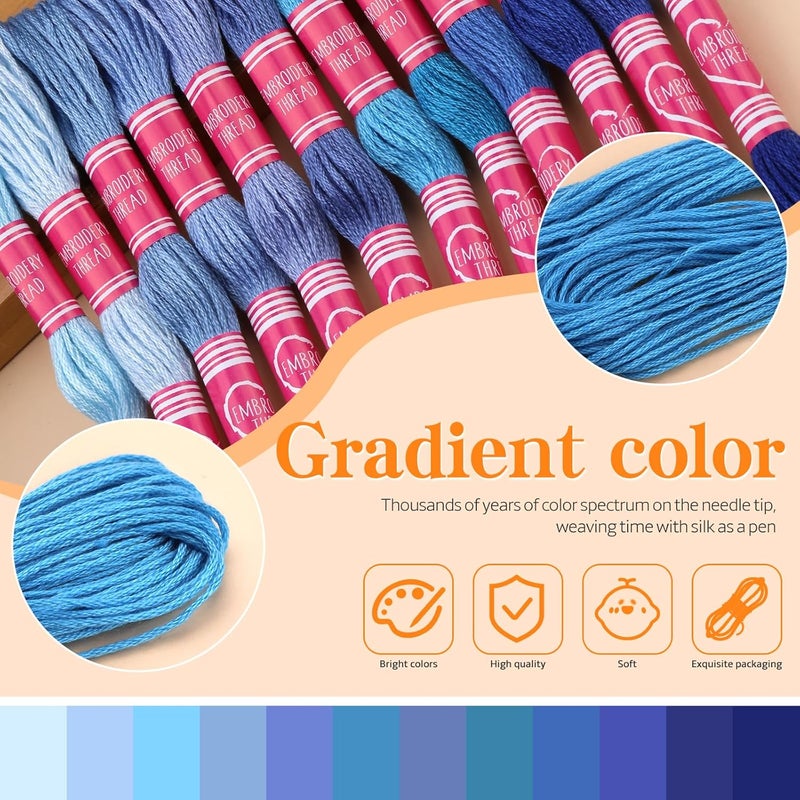 Dercuy Embroidery Floss,12 Skeins Blue Embroidery Thread,Friendship Bracelet String for DIY Making,Embroidery Crafts - Image 5